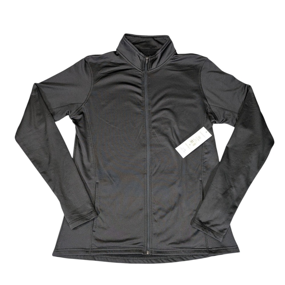 LEG3ND Womens Black Full Zip Athletic Jacket Thumbholes Size Medium NWT L2081AS